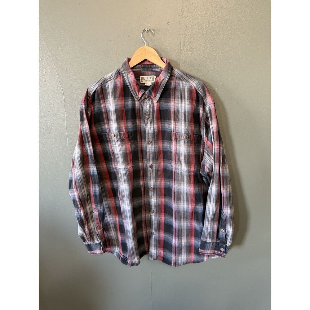 Duluth Mens Red Checkered Long Sleeve Button Up Shirt Size 3XL
